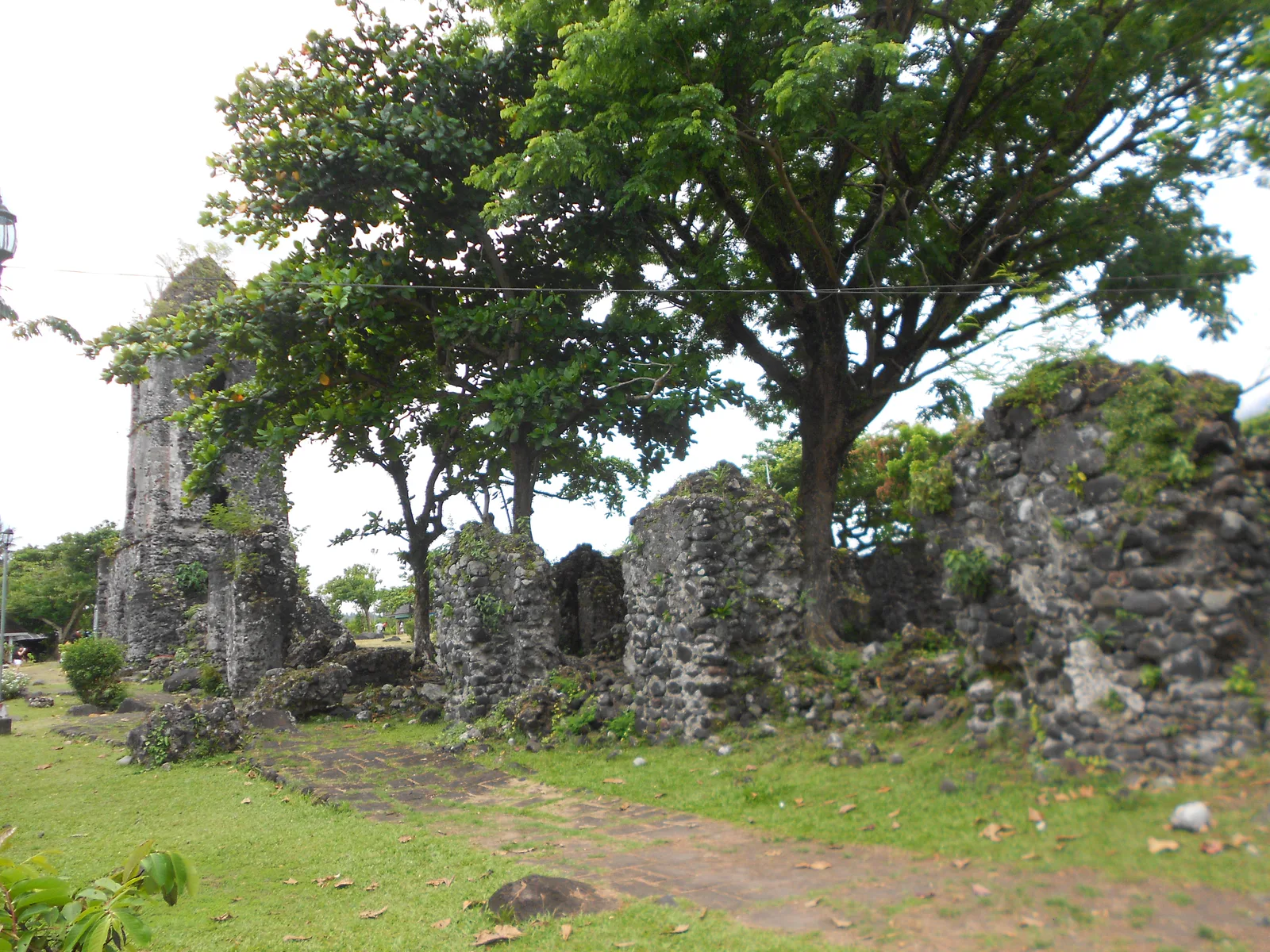 Textured volcanic masonry in the Cagsawa church ruins
